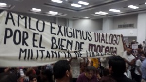 Las protestas contra Jaime Bonilla, presidente de Morena en Baja California.