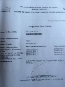 Reporte de detención. PGJE.