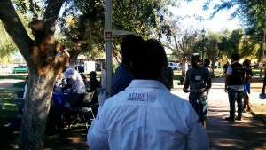 Feria de la Salud del Migrante en el Parque de El Mariachi en Mexicali. Acudió Jenisey Espinosa, jefe de la Jurisdicción Sanitaria Número 1 de Mexicali.