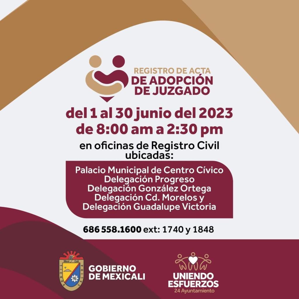 Durante junio el Gobierno Municipal brindará gratis el registro de adopción de Juzgado