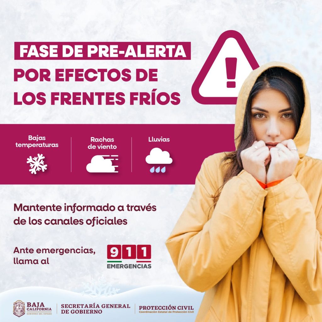 Pre Alerta por lluvias, vientos y alto oleaje en BC