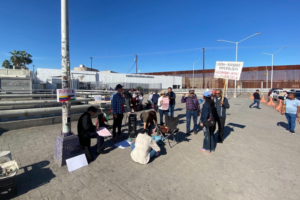 Manifiestación en contra de la intervención militar de EUA en Venezuela