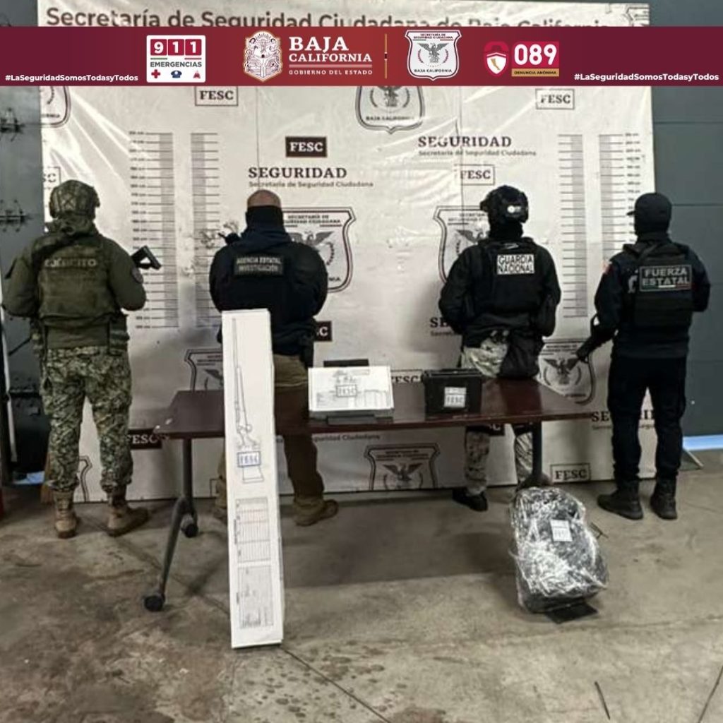 Grupo Proteo asegura armamento y equipo táctico en Tecate