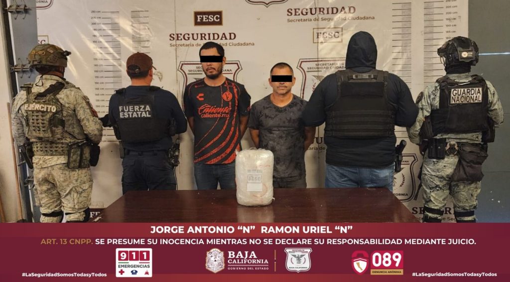 Arrestan a par de sujetos con 5 kilos de Metanfetamina