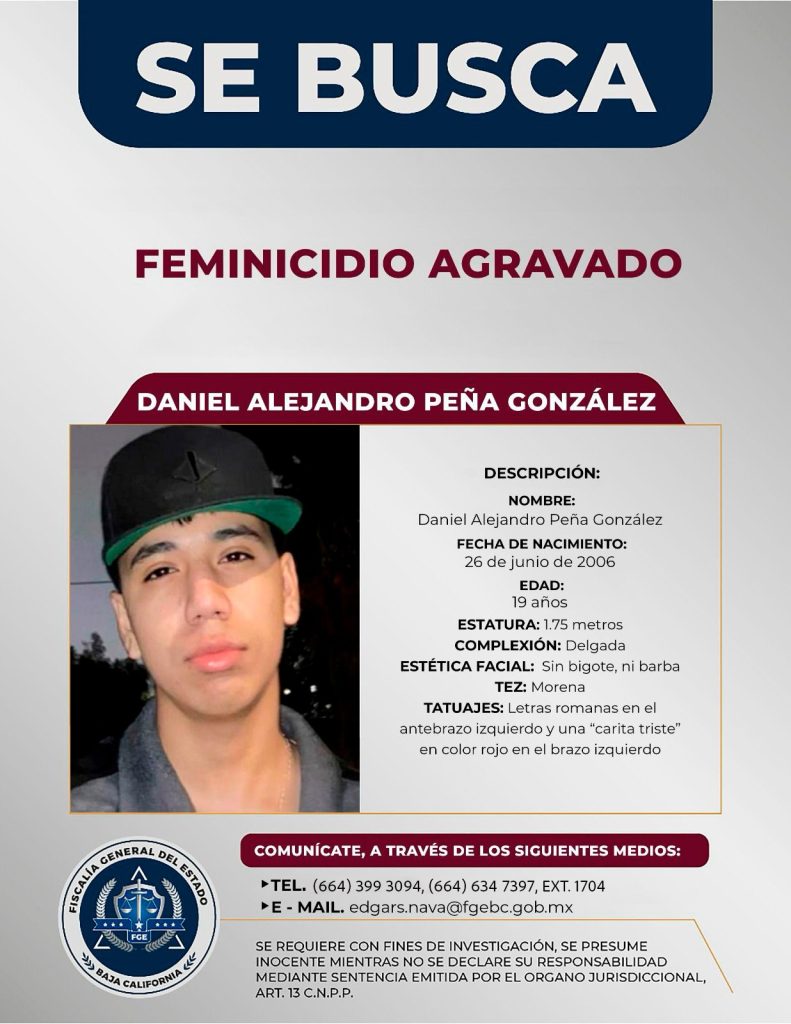 Buscan a feminicida de Tijuana, lanzan alerta