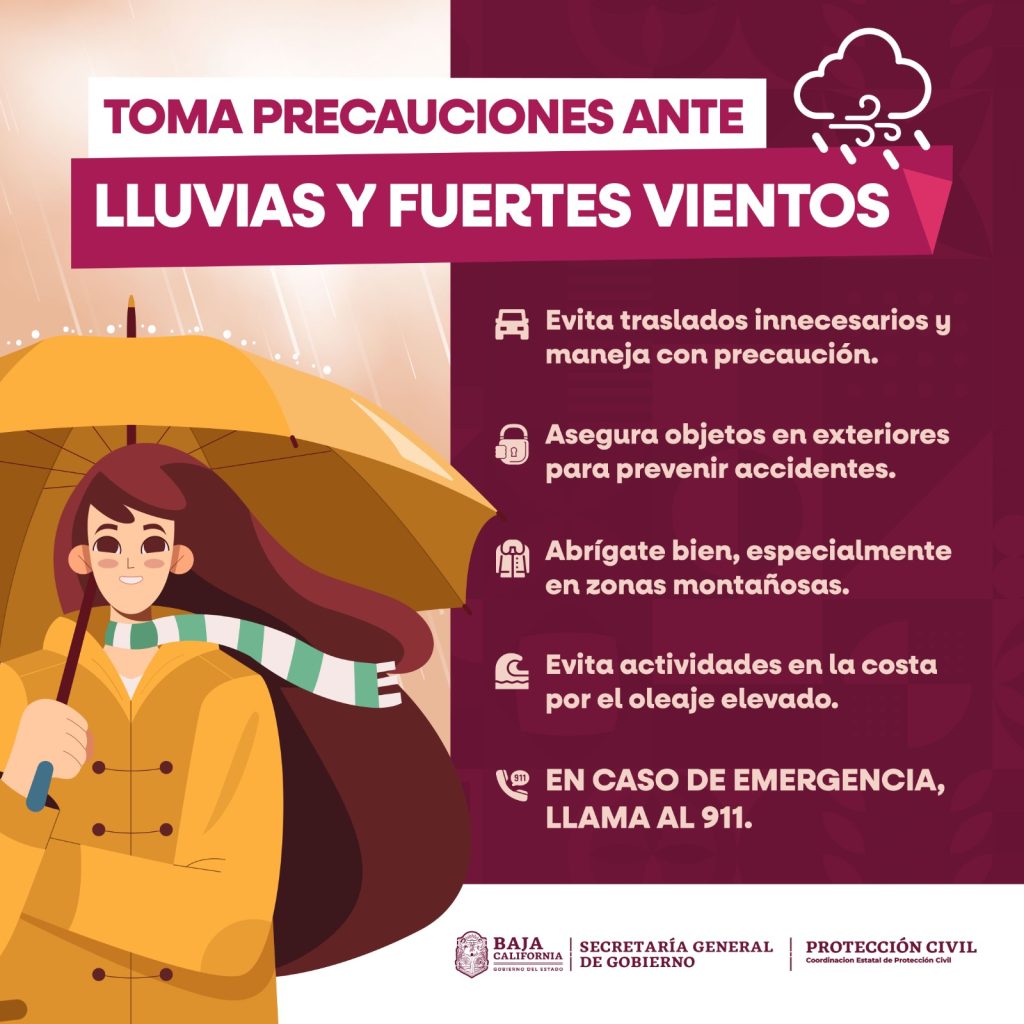 Advierten sobre lluvias en zona Costa de Baja California