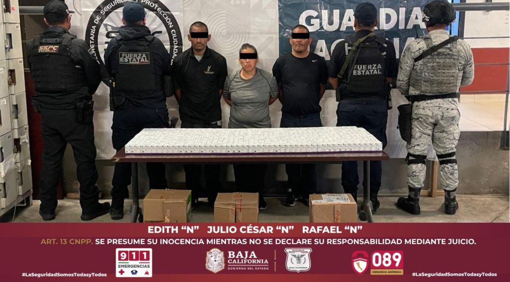 Decomisan 50 mil pastillas de medicamento controlado en Tijuana, 3 detenidos