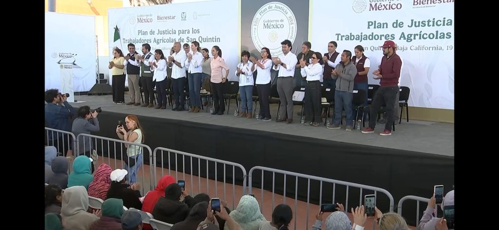 Encabeza Claudia Scheinbaum evento en San Quintín; llevan agua, electrificación, salud y apoyo a educación