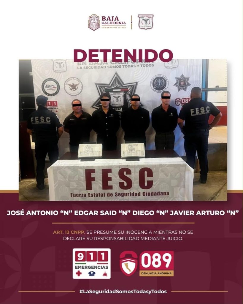 Arrestan a falsos escoltas en Tijuana