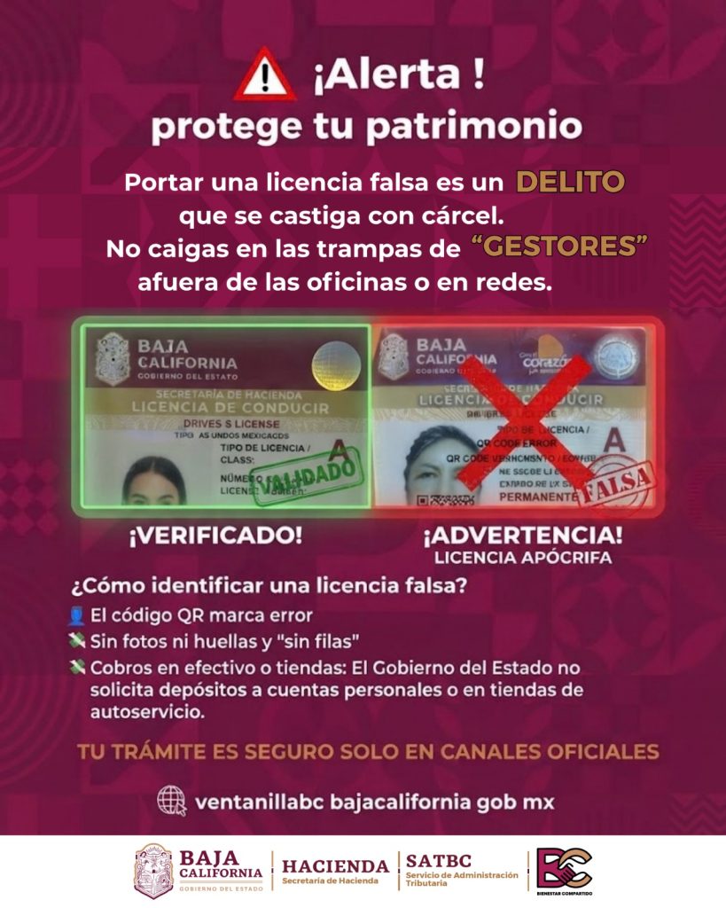 Advierten sobre licencias falsas en Baja California