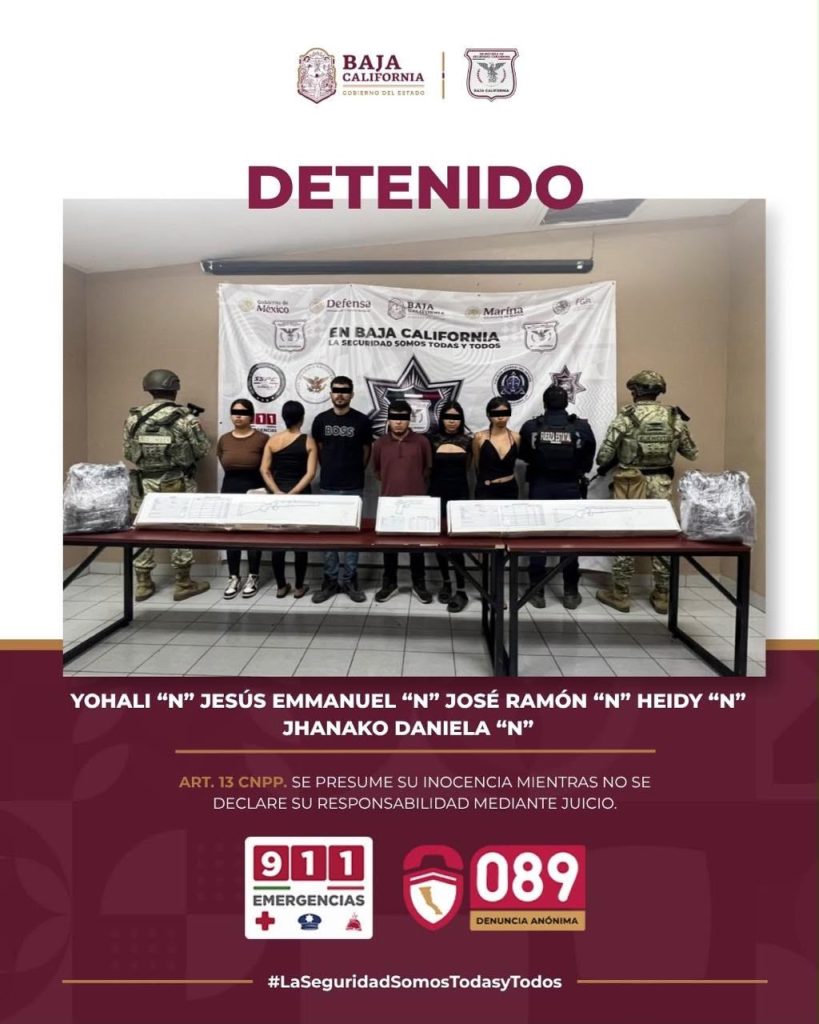 4 mujeres con una adolescente y 2 hombres detenidos en Maneadero, con armas de fuego
