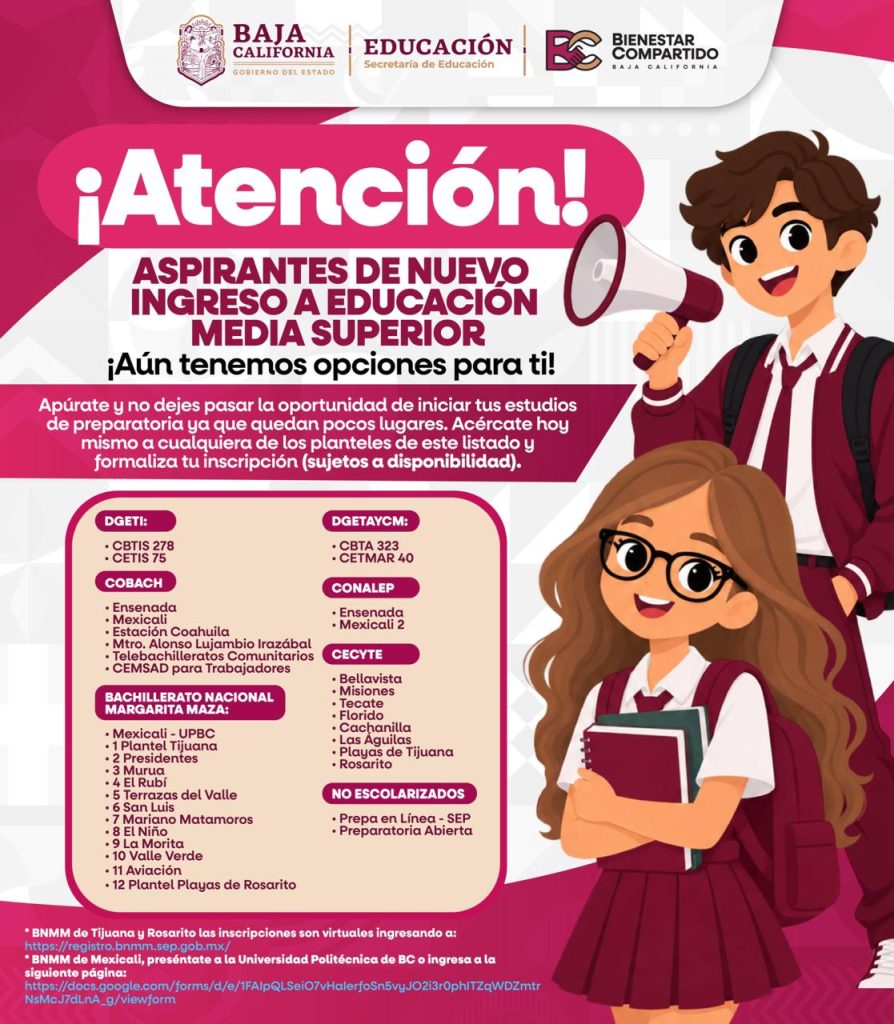 Últimos días para registro al Bachillerato Nacional Margarita Maza (BNMM)