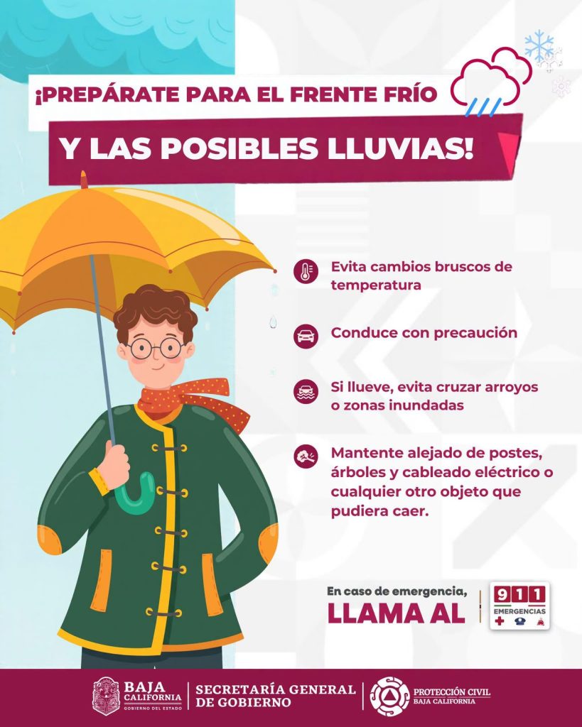Pronóstico de lluvias en Baja California para el fin de semana